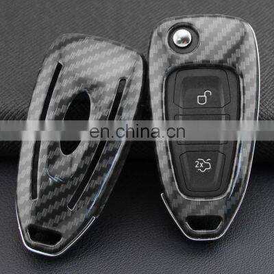 Keyless Black Glossy Carbon Fiber Remote Key Shell Cover for Ford Focus Escape Kuga Lincoln Smart Key Casing