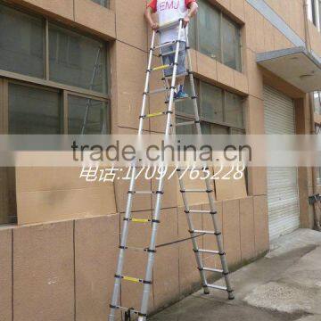 Double Sided A frame Aluminium Telescopic Ladder 3.8m+3.8m