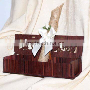 Newest Royal Vintage Brown Wedding Scroll Invitation Cards with Wooden Box