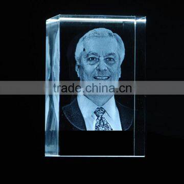 Rectangle glass cube laser engraving photo block 3d glass souvenir