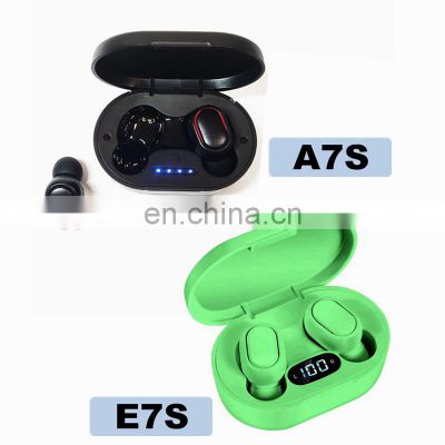 Factory Price for A7S Earphones Wired True HiFi Wireless E7S TWS Headphones i7s i12 Sport Earbuds Wireless Earphone