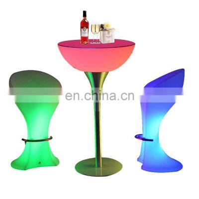 Led Outdoor Furniture Nightclub Modern Glow Illuminated Event Led Light Bar Stool Furniture High Cocktail Table Chair Set