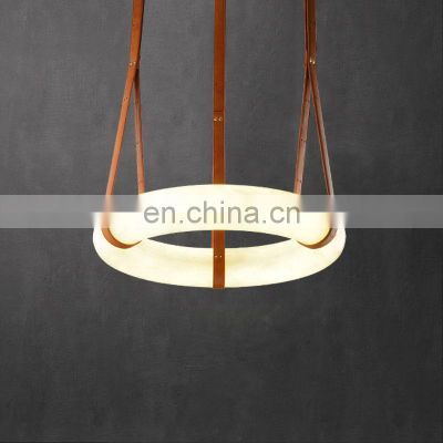 Simple Hanging Pendant Light Round Luxury Modern Alabaster Led Chandelier For Living Room Home