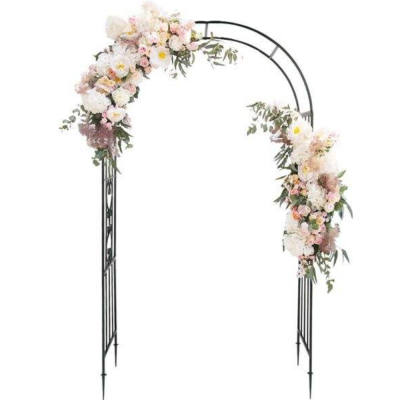 Wrought Iron Garden Fence With Integrated Arch and Trellis photo-2