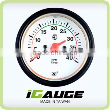 Taiwan High Quality 85mm 0-4000 RPM White Electrical Tachometer Gauge 12v/24v