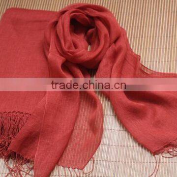 Wholesale Korean Japan Fashion Women Solid Color Plain Tassel France Linen Scarf Shawl photo-4