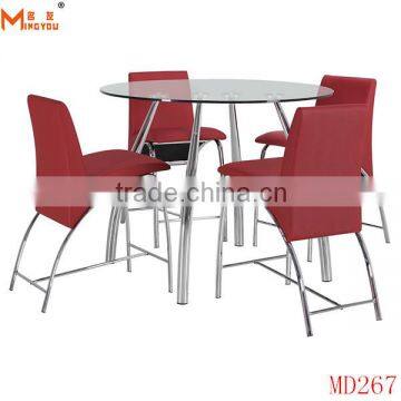 Round Tempered Glass Dining Table and Chair photo-2
