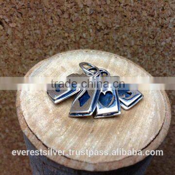 HOt item best seller excellent quality silver charm DIY 925 sterling silver charm card silver