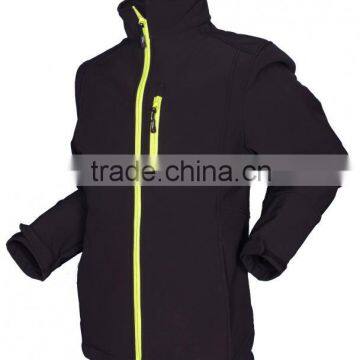 mens Soft-shell Jacket with full contrast yellow zips