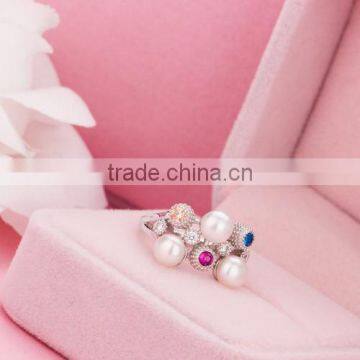 hot new design 925 sterling silver pearl ring for girls