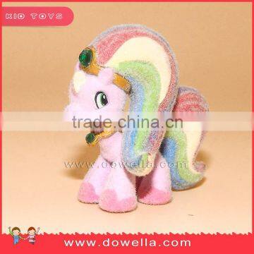 lovely collective plastic flocked animal horse toy for kids