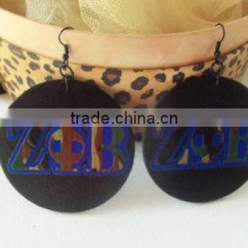 Vnistar black and sapphire color zeta wooden earrings ZPB greek new fashion jewelry wholesale