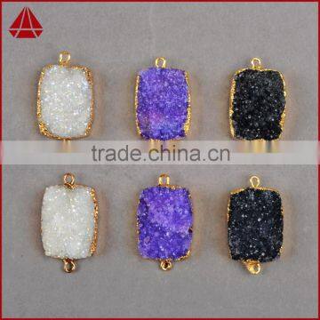 Fashion electroplated gold filled jewelry small druzy gem connector all Color natural crystal drusy pendant