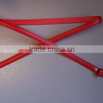 Red Color Top Grain Layer Dome Shape Leather Belt for Uniform --- E1412045 photo-2