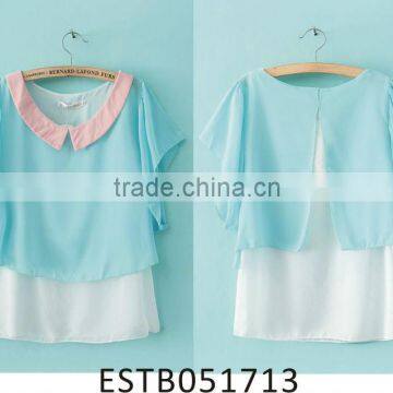 Ladies chiffon batwing sleeve relaxed t-shirts