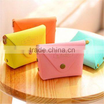 Mini Coin Girls Purse Leather Wallet Cute Candy color Pu Card Earphone Bag