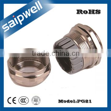 SAIPWELL PG21 IP68 Electrical Metal Waterproof Brass Plating Nickel Cable Gland