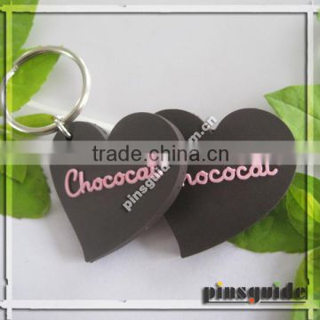 2014 Factory Eco-friendly Customization PVC Rubber 2D Heart Shaped Keychain Couple