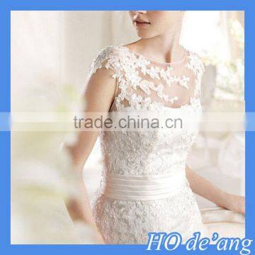HOGIFT High-end Wedding Custom,lace Flowers Word Shoulder Sexy Bride Wedding,Sexy Mermaid Wedding Party Dress photo-3