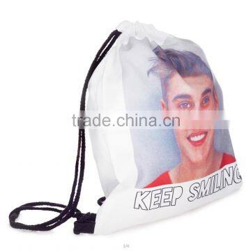 China Supplier Hot Sale Digital Print Smiling Cheap Custom Drawstring Bag photo-2