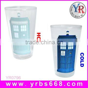 British Style Promotional Cheap Color Changing Glass Cup Promotion Item