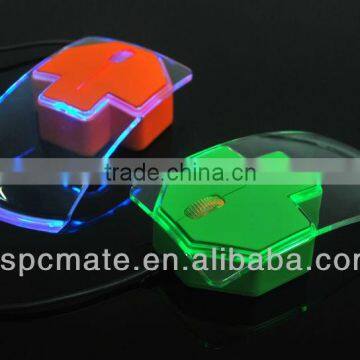 Three Buttons Crystal Wired Gaming Mouse with Colorful LED Lights