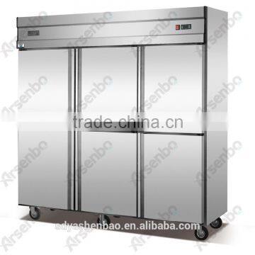 6 door stainless steel kitchen upright refrigerator/kitchen refrigeration equipment