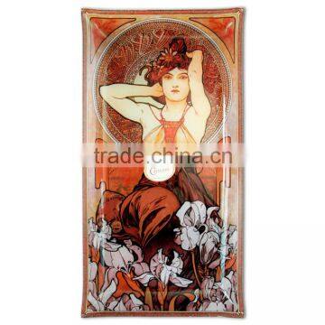 CARMANI Glass Plate 46x24 cm "The precious stonws" design ALFONS MUCHA