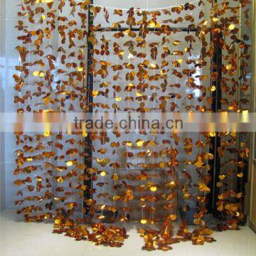 brown metallic foil flower curtain