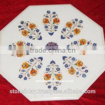 Octagonal Marble Inlay Coffee Table Top, Beautiful Marble Table Tops