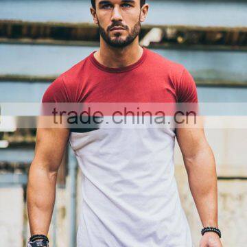 96% Cotton 4% Elastane Men's slim fit T-shirt, Short sleeves, Crew neck Maroon Cut & Sew T Shirt