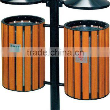 Trash can/ outdoor metal garbage bin/ wooden and metal garbage dustbin