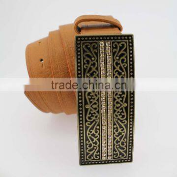 2015 Vintage Style Women's Fashoion Brand PU Belt With Shiny Rhinestone BIG Buckle photo-3