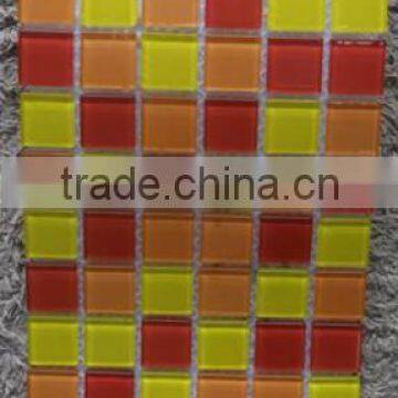 Red and yellow modern kitchen deisgn glass mosaic tiles