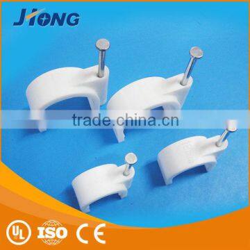 Hot sale locking steel nail plastic round wall cable clip