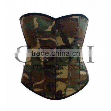 Overbust Steel Boned corset in camouflage cotton Ci-1005