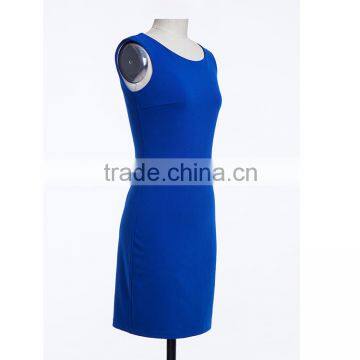 New Fashion Style O-neck Sexy Tight Blue Color Bodycon Midi Pattern Lady Dress for Party photo-3