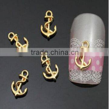 2016 New 3D Nail Manicure Decor Golden Metal Ship Anchor Design DIY Nail Decoration Tools For Manicure Tools