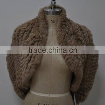 women fashion knitted real rabbit fur shawl LK16F034