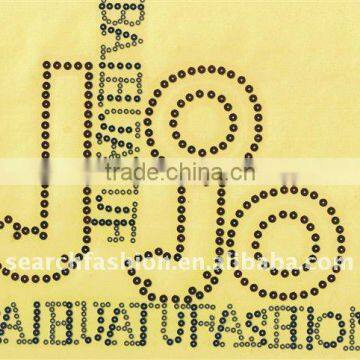 letter design of hot fix sequin motif