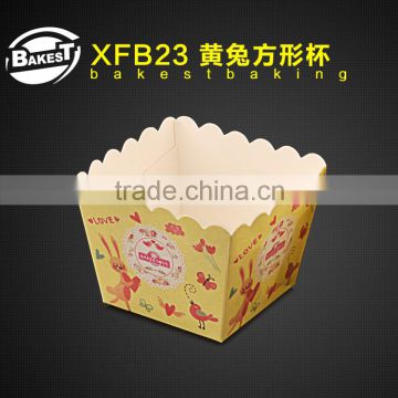 XFB23 BAKEST hot sale square shape lovely rabbit pattern cake paper cup high temperature resistance baking cake cup