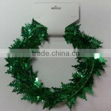 HOT SALE 9 Feet Metallic Green PVC Christmas Tree Wire Tinsel Garland