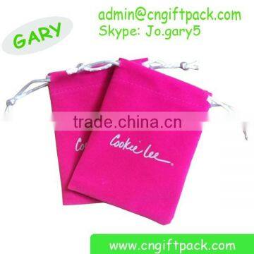 10cmx15cm Pink Printed Velvet Jewelry Pouch with Logo