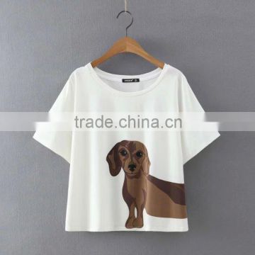 clothing manufacturer mini white cotton t shirt with dog image