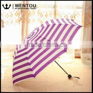 Compact Rain Umbrella Anti-UV Striped Folding Parasol photo-3