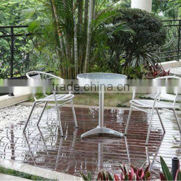 Aluminum polished garden furniture, outdoor dinning set, cafe outdoor chairs and table with 3 pieces