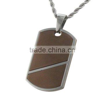 2016 Hot sale simple design coffee color & steel fashion custom stainless steel pendant