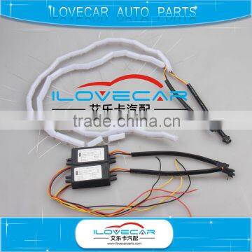 Snake shape Yellow and white color led daytime running light crystal tear eye DRL auto turning light of headlamp