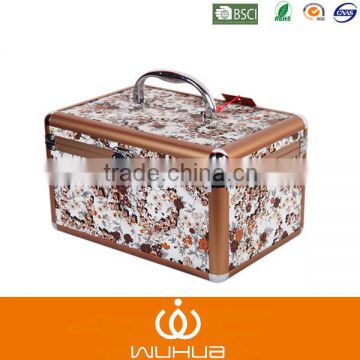 Hard makeup case with trays portable cosmetic box 2014