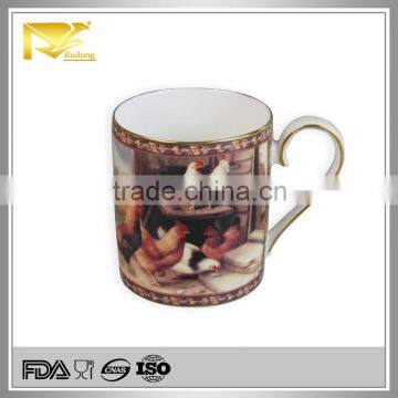 Tableware gold rim 6oz ceramic cock mug , mug import